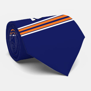 Navy Blue mit Orange White Stripes Team Jersey Krawatte