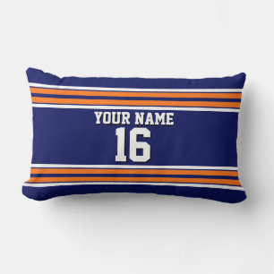 Navy Blue mit Orange White Stripes Team Jersey Lendenkissen
