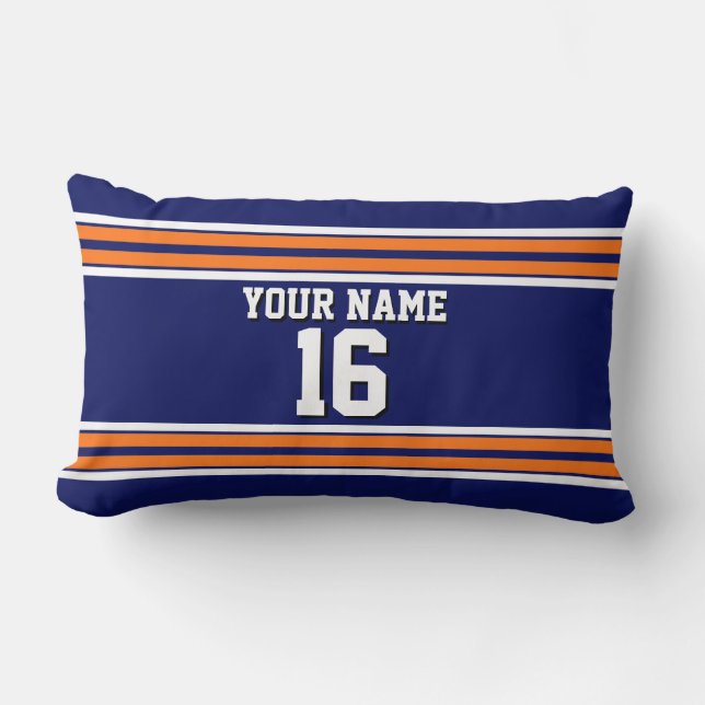 Navy Blue mit Orange White Stripes Team Jersey Lendenkissen (Vorderseite)