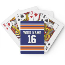 Navy Blue mit Orange White Stripes Team Jersey