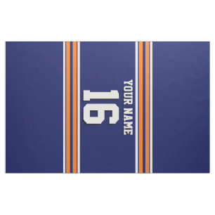 Navy Blue mit Orange White Stripes Team Jersey Stoff