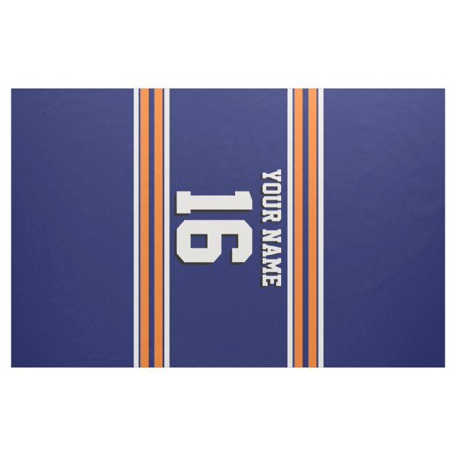 Navy Blue mit Orange White Stripes Team Jersey Stoff (Yard (91,4 cm))