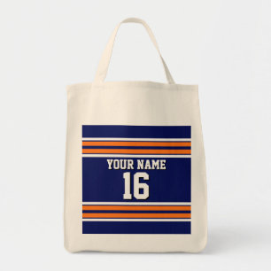 Navy Blue mit Orange White Stripes Team Jersey Tragetasche