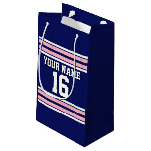 Navy Blue mit Pink White Stripes Team Jersey Kleine Geschenktüte