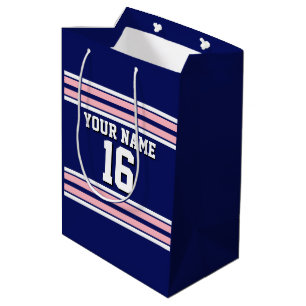Navy Blue mit Pink White Stripes Team Jersey Mittlere Geschenktüte