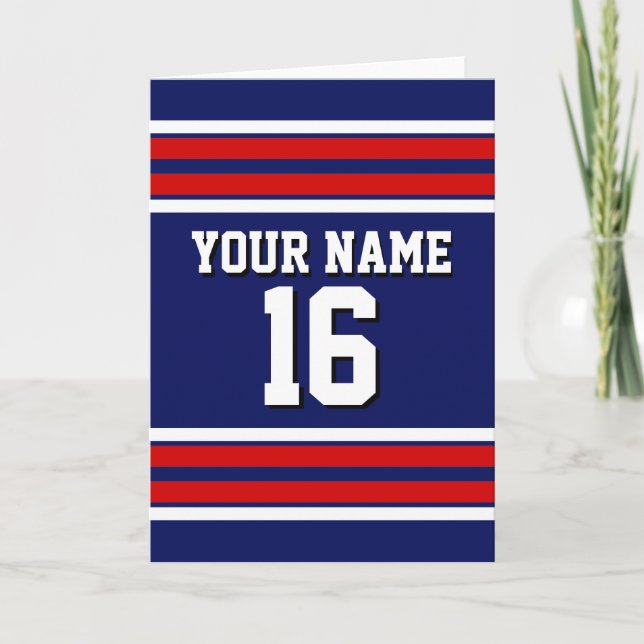 Navy Blue mit Red White Stripes Team Jersey (Vorderseite)