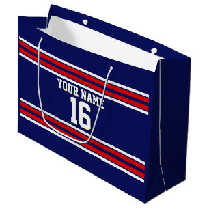 Navy Blue mit Red White Stripes Team Jersey Große Geschenktüte