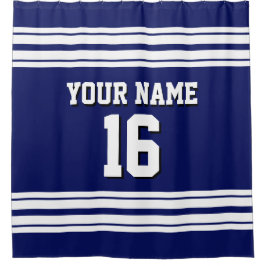 Navy Blue mit White Stripes Sports Jersey Duschvorhang