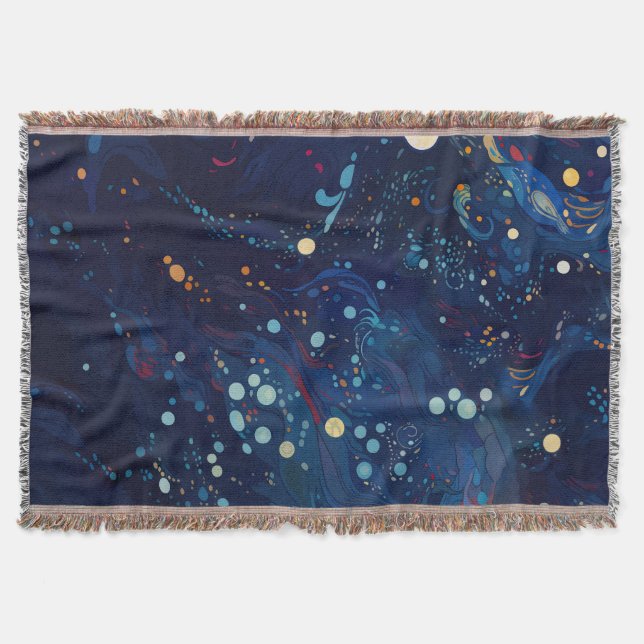 Navy Blue Mitternachtswirbelgalaxie abstrakt Decke (Vorderseite)