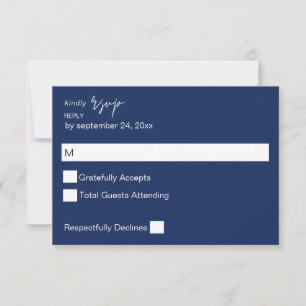 Navy Blue MOD Calligraphy no Meal UAWG RSVP Karte
