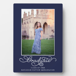 Navy Blue Modern Abschluss Foto Keepake Fotoplatte