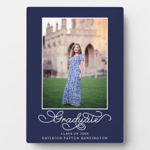 Navy Blue Modern Abschluss Foto Keepake Fotoplatte