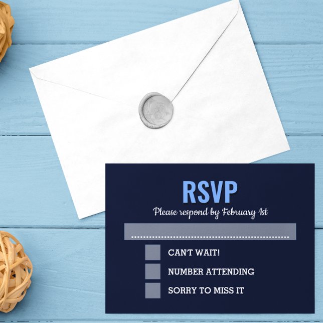 Navy Blue Modern Bar Mitzvah UAWG RSVP Karte (Von Creator hochgeladen)