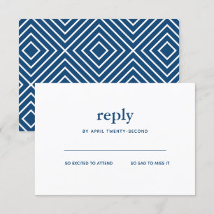 Navy Blue Modern Bar Mitzvah White Repcard Einladung