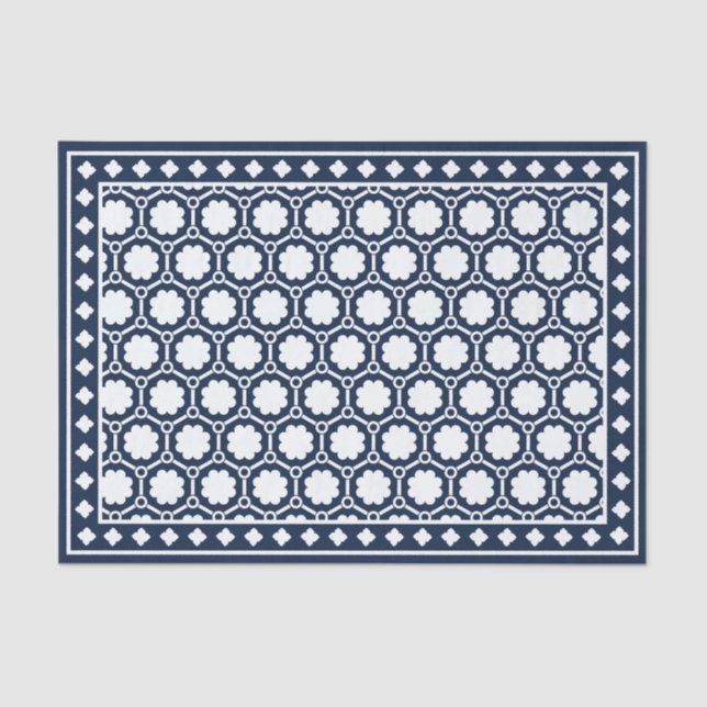 Navy Blue Modern Bone Inlay Decoupage Paper Seidenpapier (Vorderseite)