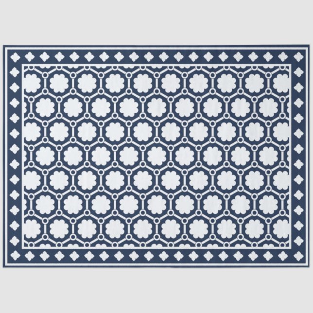 Navy Blue Modern Bone Inlay Decoupage Paper Seidenpapier (Vorderseite)