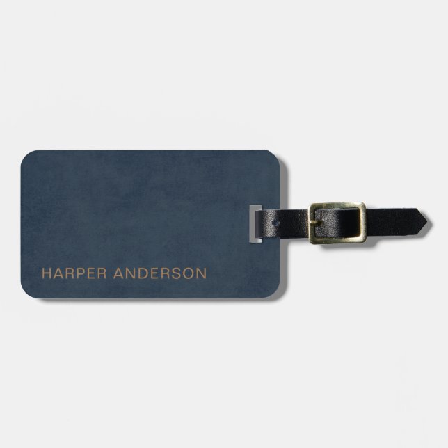 Navy Blue Modern einfach Gepäckanhänger (Vorderseite horizontal)