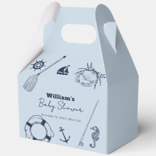 Navy Blue Modern Elegante Fishing Boy Baby Shower Geschenkschachtel