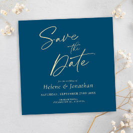 Navy Blue Modern Elegante Minimalistische Hochzeit Save The Date