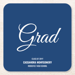 Navy Blue Modern Graduation Party Rechteckiger Pappuntersetzer