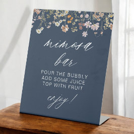 Navy Blue Modern Minimalistisch Bridal Mimosa Bar Sockelschild