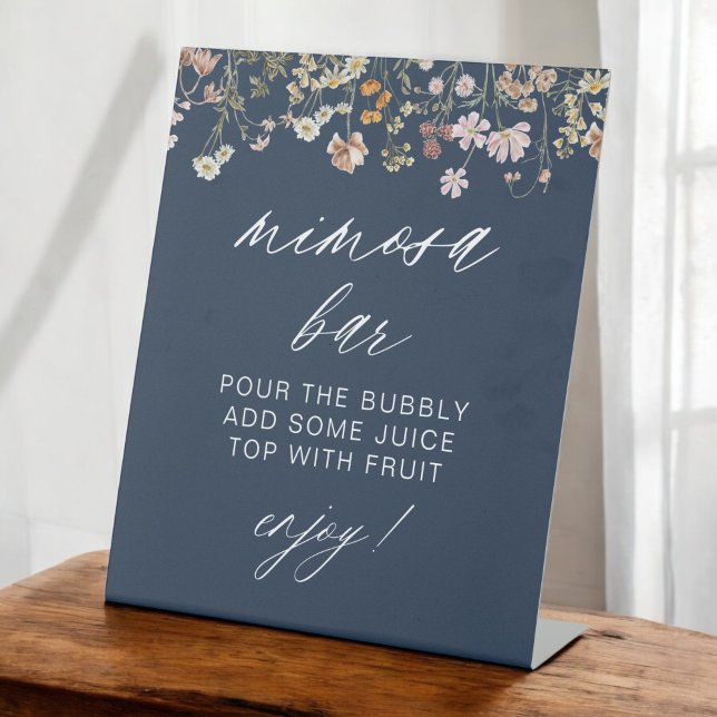 Navy Blue Modern Minimalistisch Bridal Mimosa Bar Sockelschild (Von Creator hochgeladen)