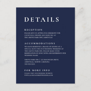 Navy Blue Modern Minimalistisch Elegante Begleitkarte