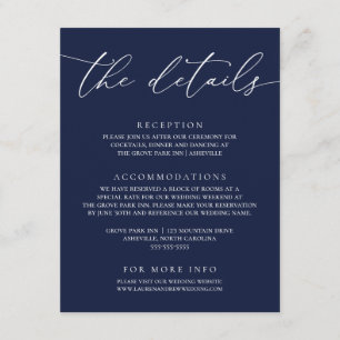 Navy Blue Modern Minimalistisch Hochzeitskarte Begleitkarte