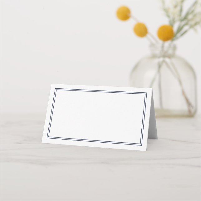 Navy Blue Modern Minimalistisch Wedding Blank Platzkarte (Vorderseite)