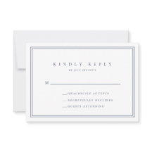 Navy Blue Modern Minimalistisch Wedding RSVP Card