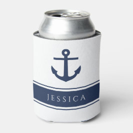 Navy Blue Modern Nautical Anchor Individuelle Name Dosenkühler