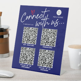 Navy Blue Modern QR Code médias sociaux signe tend