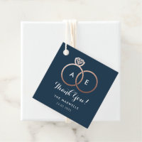 Navy Blue Modern Rose Gold Wedding Rings Gefallen