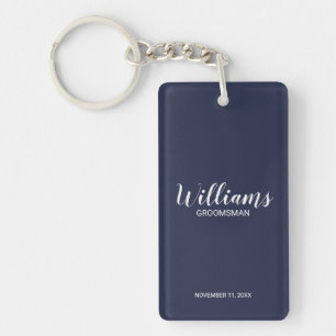 Navy Blue Modern Script Cuomsmen personnalisé