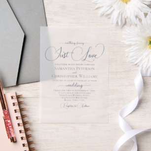 Navy Blue Modern Script Just Liebe Hochzeit