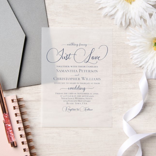 Navy Blue Modern Script Just Liebe Hochzeit (Hochzeit)