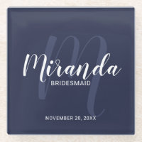 Navy Blue Modern Script Personalisiert Bridesmaier