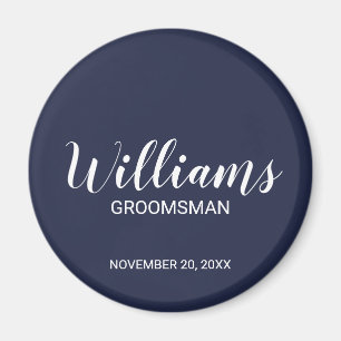 Navy Blue Modern Script Personalisiert Trauzeuge Magnet