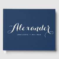 Navy Blue Modern Script Wedbook