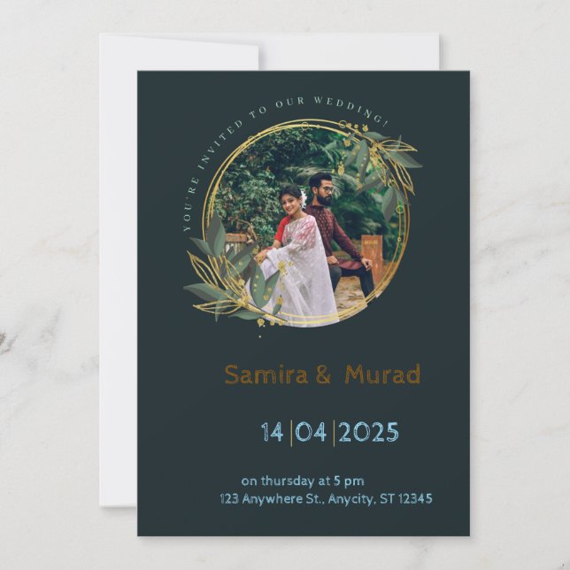 Navy Blue Modern Wedding Einladung (Vorderseite)