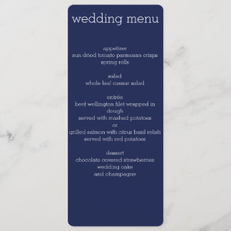 Navy Blue Modern Wedding Menu Menükarte