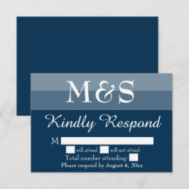 Navy Blue Modern Wedding RSVP Card Dankeskarte