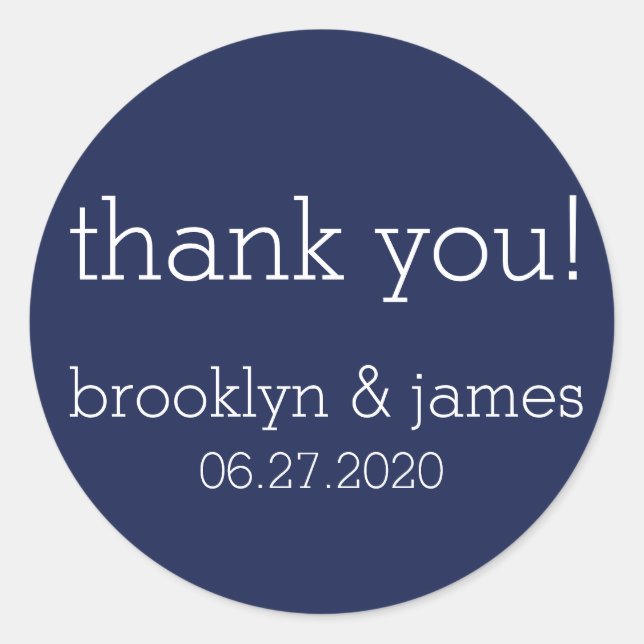 Navy Blue Modern Wedding Stickers (Vorderseite)