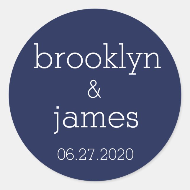 Navy Blue Modern Wedding Stickers (Vorderseite)