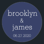 Navy Blue Modern Wedding Stickers<br><div class="desc">Moderne Hochzeitsaufkleber in Navy mit anpassbarem Text</div>