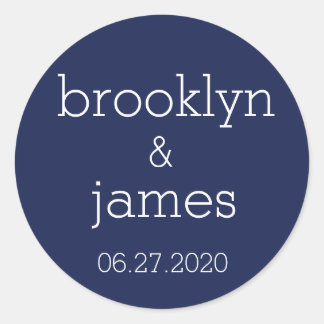 Navy Blue Modern Wedding Stickers