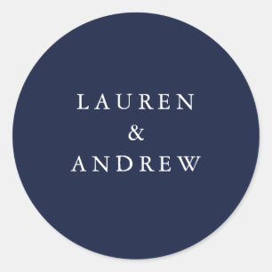 Navy Blue Modern Wedding Umschlag Aufklebers Runder Aufkleber