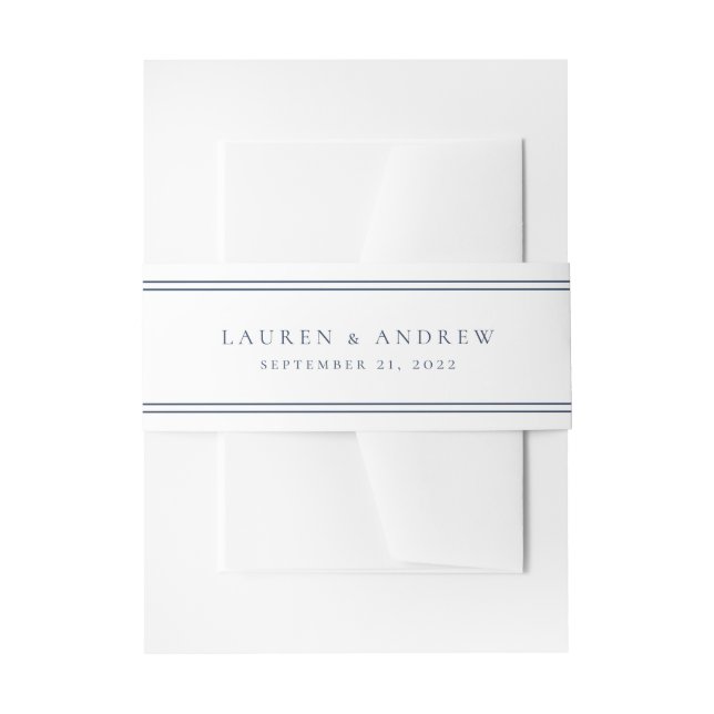 Navy Blue Moderne Minimalistische Einladung Bauchb Einladungsbanderole (Vorderseite Beispiel)