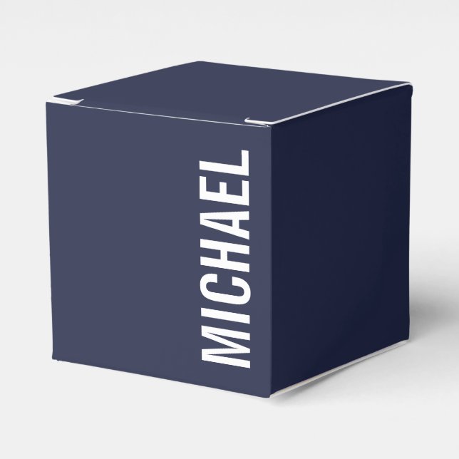 Navy Blue Moderner Minimalistischer Personalisiert Geschenkschachtel (Vorderseite)