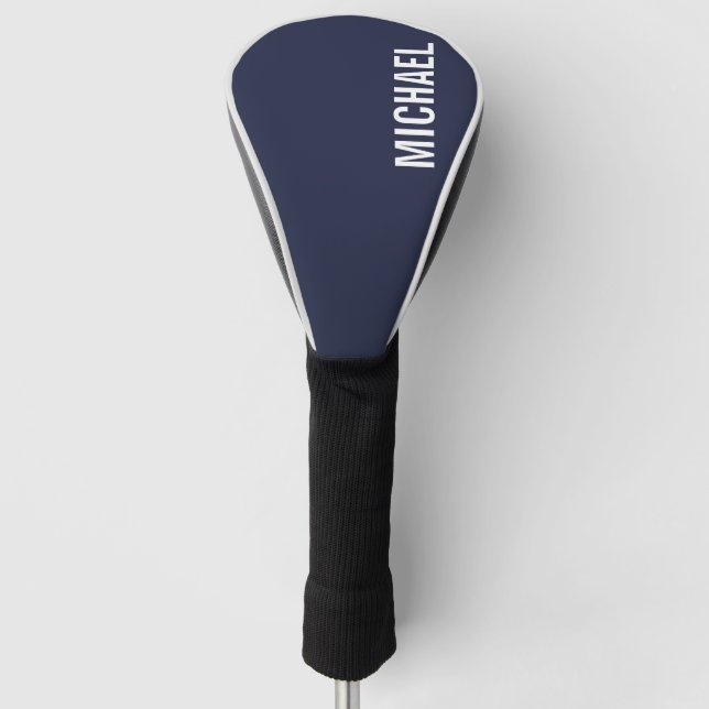 Navy Blue Moderner Minimalistischer Personalisiert Golf Headcover (Vorderseite)